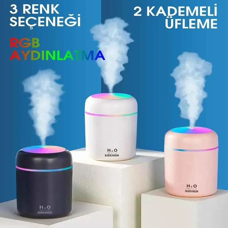 just cheap store 474189GTA7605 H2O Led Işıklı Mini Oda Hava Nemlendirici 4741 Açık Mavi