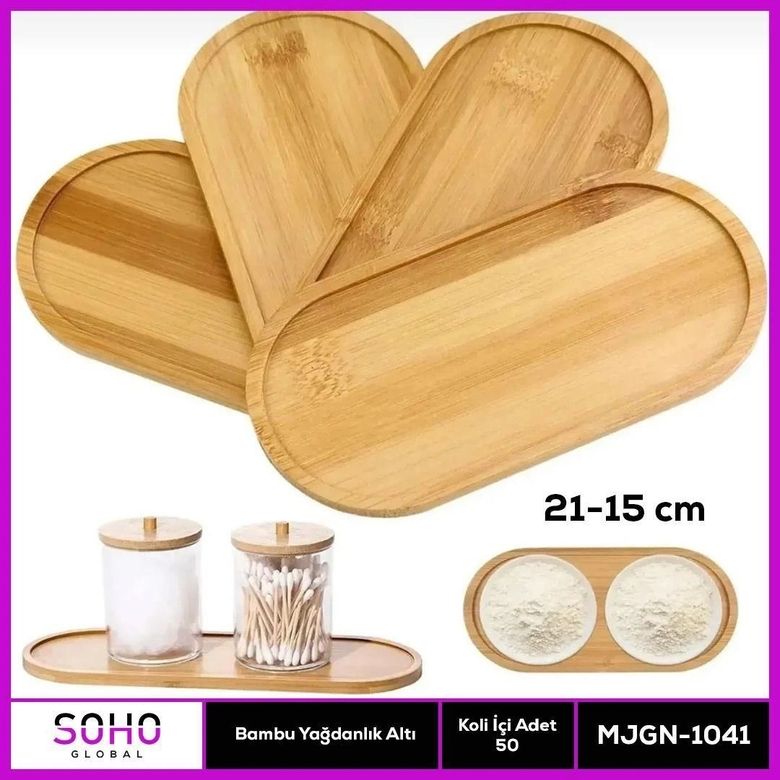 just cheap store 55AKN-AKH-MJGN-1041 Bambu Yağdanlık Altlığı Açık Lacivert