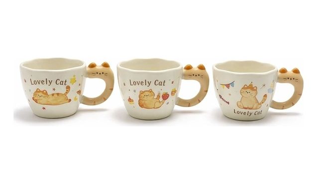 just cheap store 55MT3-KH-ALK5036 3D Kedi Figürlü Kupa Bardak Alk5036 Açık Lacivert