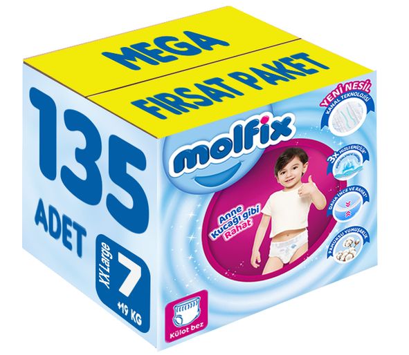 Külot Bebek Bezi Beden:7 (19+KG) XX Large 135 Adet Mega Fırsat Pk