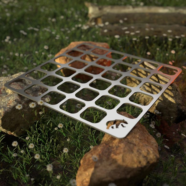 Kamp Ayısı® Openairwire™ Taşıma Çantalı Paslanmaz Çelik 13 Cm X 13 Cm 62 Gram Kare Bushcraft Izgara Teli