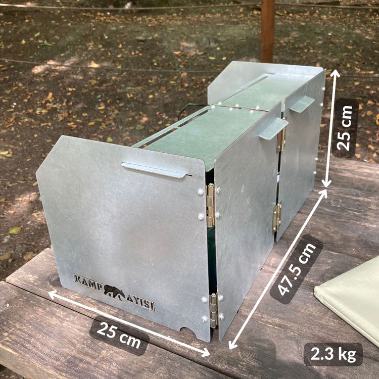 Kamp Ayısı® Windshield™ Katlanır Metal Rüzgarlık: Portatif Rüzgar Kesici - Kartuşlu Kamp Ocakları İçin