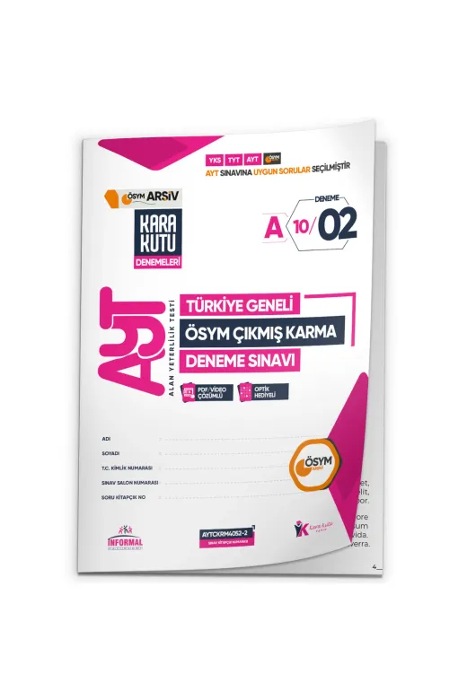 KARA KUTU YAYIN AYTkarmaÖSYMdnm2 2026 Ayt Ösym Tüm Arşivi Karma Kara Kutu Çıkmış Soru Türkiye Geneli D. Çözümlü Deneme 10/2.kitapçık