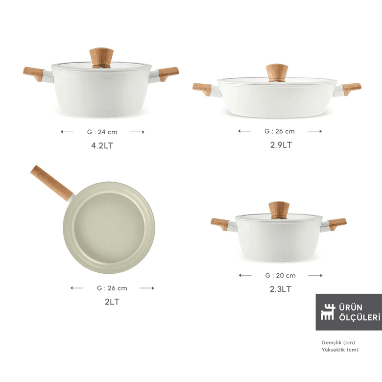 Karaca 000001000016170001 X Refika Swiss Crystal Almond Cream 7 Parça Tencere Ve Tava Seti