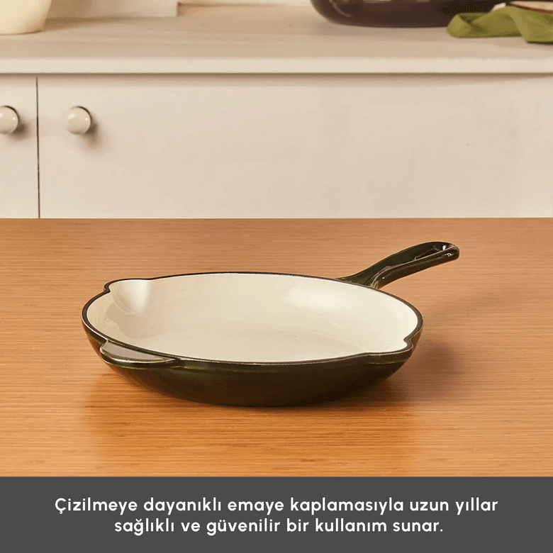Karaca 000001000238615001 Heritage Demir Döküm Emayeli Grill Tava Yeşil 26 Cm