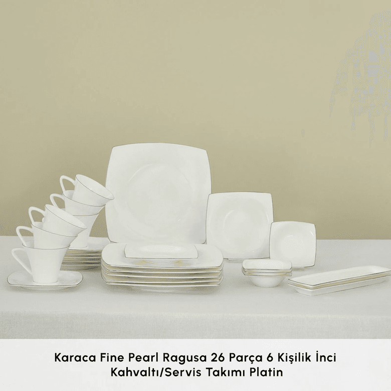 Karaca fhjgdhgf Fine Pearl Ragusa 26 Parça 6 Kişilik İnci Kahvaltı/servis Takımı Platin