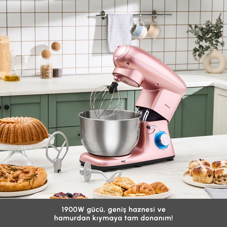 Karaca gyfefhefhı Multichef Kıyma Çekme /sucuk-Sosis/içli Köfte Aparatlı Hamur Yoğurma Makinesi Rosegold 1900W 5,5L