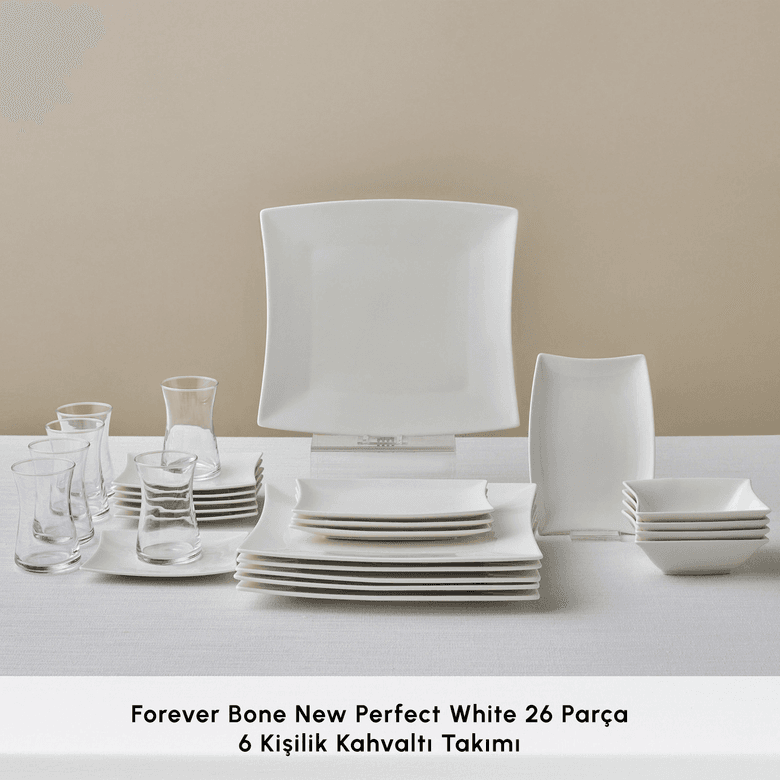 Karaca hffhgjgndf Forever Bone New Perfect White 26 Parça 6 Kişilik Kahvaltı Takımı