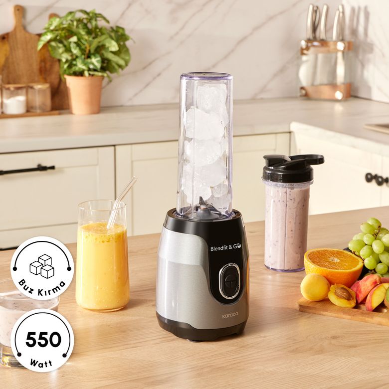 Karaca ııvfhvbd Blendfit Go Personal Kişisel Smoothie Blender Çift Hazne Antrasit 600Ml & 400Ml