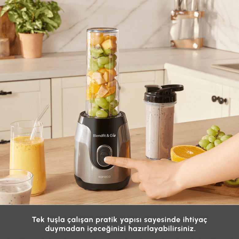 Karaca ııvfhvbd Blendfit Go Personal Kişisel Smoothie Blender Çift Hazne Antrasit 600Ml & 400Ml
