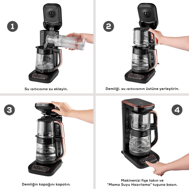 Karaca ıjgehueh Çaysever Robotea Pro Quartz 4 In 1 Konuşan Çay Makinesi Black Copper 6.999 Tl
