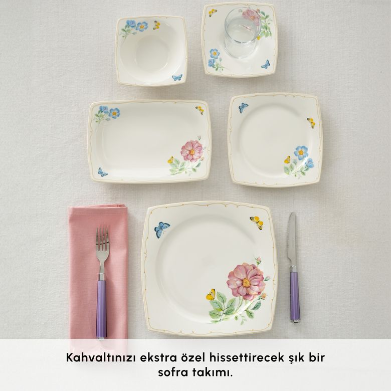 Karaca rgrhbgjhgj Forever Bone Velora 26 Parça 6 Kişilik Kahvaltı Takımı
