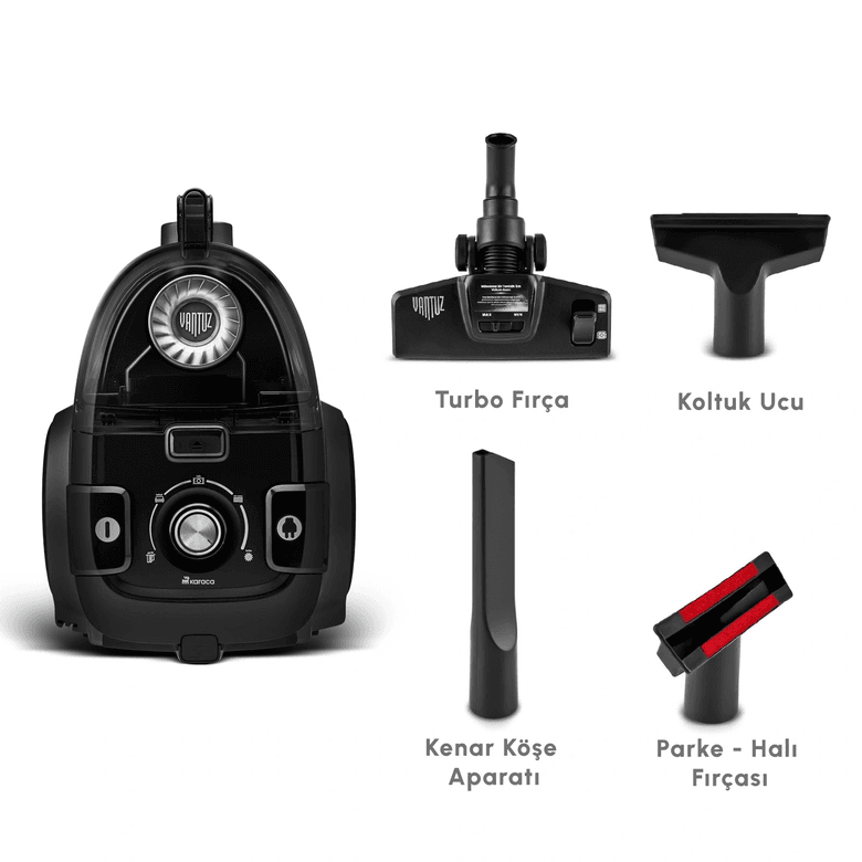 Karaca thpohjtıogn Vantuz High Force F2 Matte Black Silver Elektrikli Süpürge