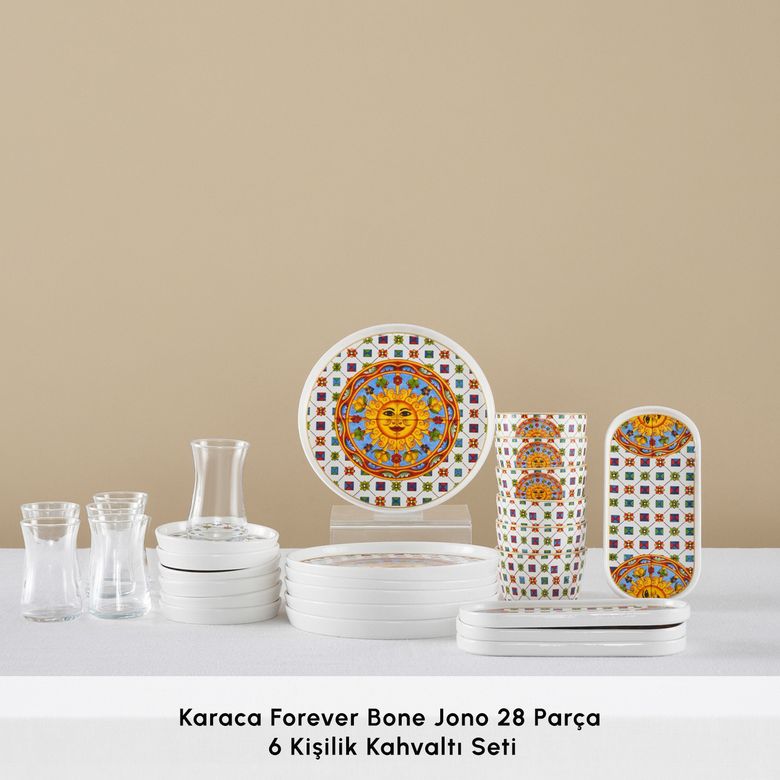 Karaca tujgfghryu Stream Bone Juno 28 Parça 6 Kişilik Kahvaltı Takımı