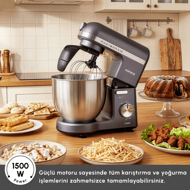 Karaca uwfıgugbv Mastermaid Chef Pro Çift Kollu Hamur Yoğurma Makinesi Space Gray 1500 W 5L