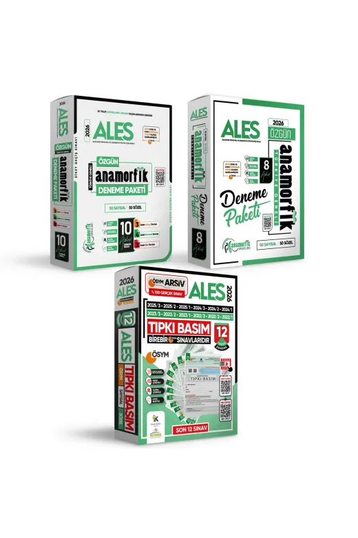 Karakutu Yayınları ALESFULLDNMSET4046 2026 Ales Ösym Çıkmış Soru 12Li Tıpkı Basım Ve 18Li (10+8) Anamorfik Özgün Deneme Paketi Tg Çözümlü