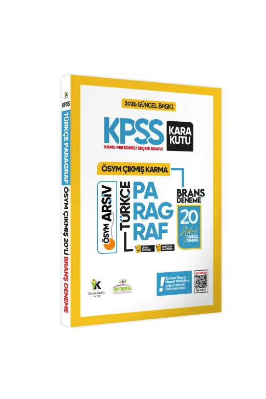 Karakutu Yayınları KPSSPrgf20DnmLsns 2026 Kpss Önlisans Paragraf 20Li Deneme Sınavı Ösym Çıkmış Soru Havuzu Video Ve Pdf Çözümlü