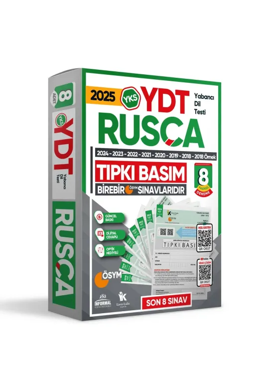 Karakutu Yayınları YDTRuscaTIPKI 2025 Yks Ydt (Yabancı Dil Testi) Rusça Ösym Çıkmış Soru Tıpkı Basım Deneme Paketi 8Li Türkiye Geneli