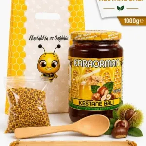Karaorman Kestane Balı 1000g | Tahta Kaşık ve Polen Hediye