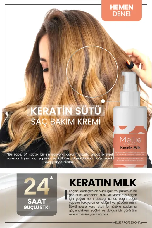 Keratin Saç Bakım Sütü, Biotin Ve Collagen İçeren Besleyici Ve Onarıcı, Durulama Gerektirmez 250Ml