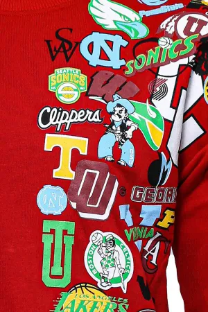 Kırmızı Baskı Detaylı Bisiklet Yaka Sweatshirt - Wessi