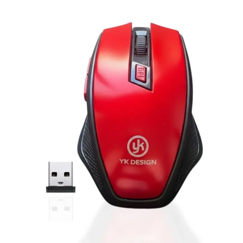 Kırmızı Renkli Baş Parmak Destekli Ergonomik Sessiz Kablosuz Mouse – USB Alıcılı, Ofis ve Oyun İçin Konforlu Bilgisayar Faresi MS6300 (4745)
