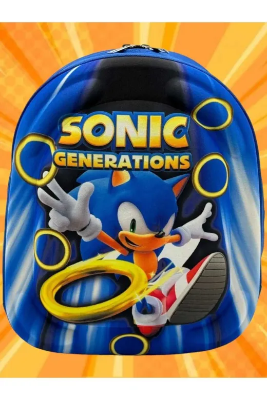 Kirpi Sonic Anaokulu Kreş 2-6 Yaş 5D Kabartmalı Erkek Çocuk Sırt Çantası Okul Çantası