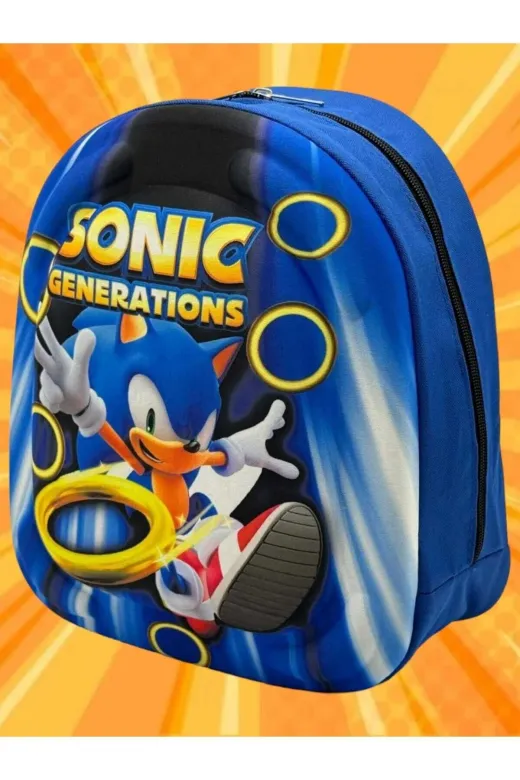 Kirpi Sonic Anaokulu Kreş 2-6 Yaş 5D Kabartmalı Erkek Çocuk Sırt Çantası Okul Çantası