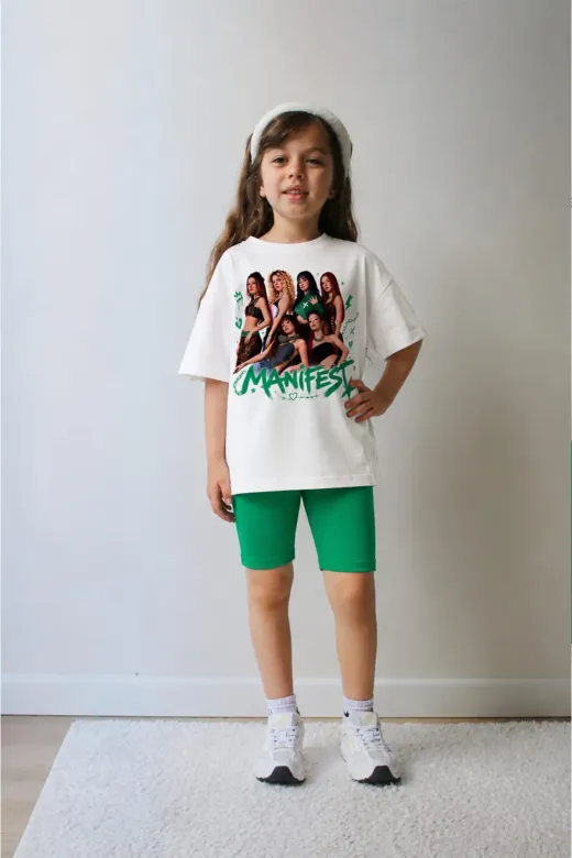Kız Çocuk Oversize Kalıp Belya Kids Tasarım Manifest 39 Taytlı Alt Üst Takım