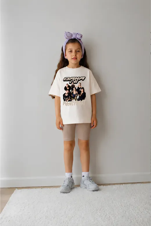 Kız Çocuk Oversize Kalıp Belya Kids Tasarım Manifest 44 Taytlı Alt Üst Takım