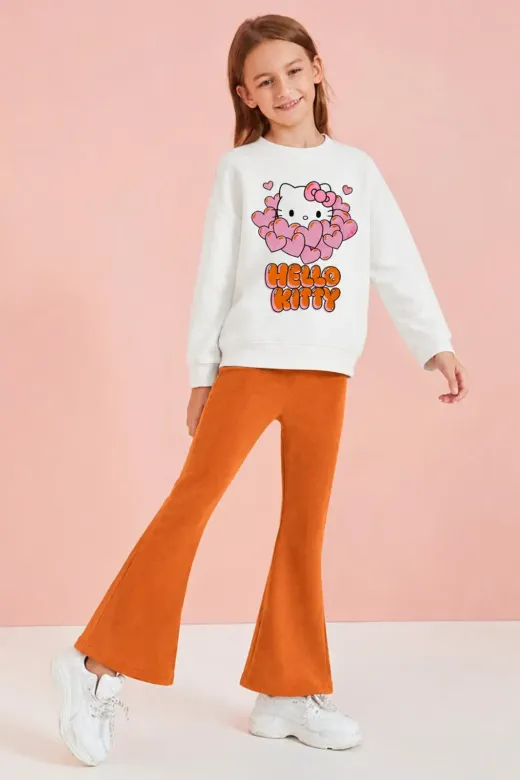 Kız Çocuk Tam Kalıp Üst Oversize Alt Taytlı Kalp Tasarım 197 Alt Üst Takım