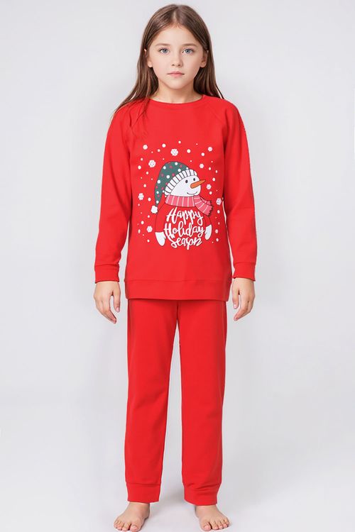 Kom 1U14CZTK241.002-C00116 Snowman Baskılı Pijama Takımı
