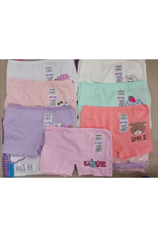 KOTA İÇ GİYİM Kota Kız Çocuk Baskılı Boxer (Kilot,külot) 3409 6Lı
