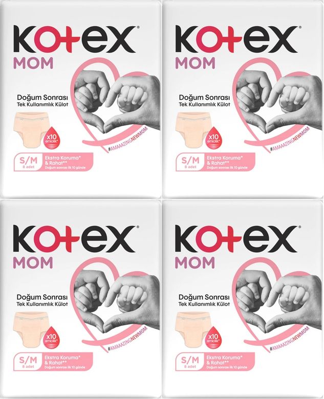 Kotex Mom Lohusa Külodu - Külot Bez S - Small - Küçük / M - Medium - Orta 32 Li Set (4PK*8)