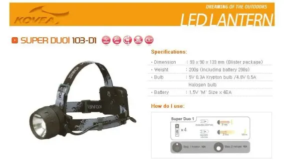 Kovea Super Duo 1 Kafa Lambası/Çift LED Güçlü Aydınlatma
