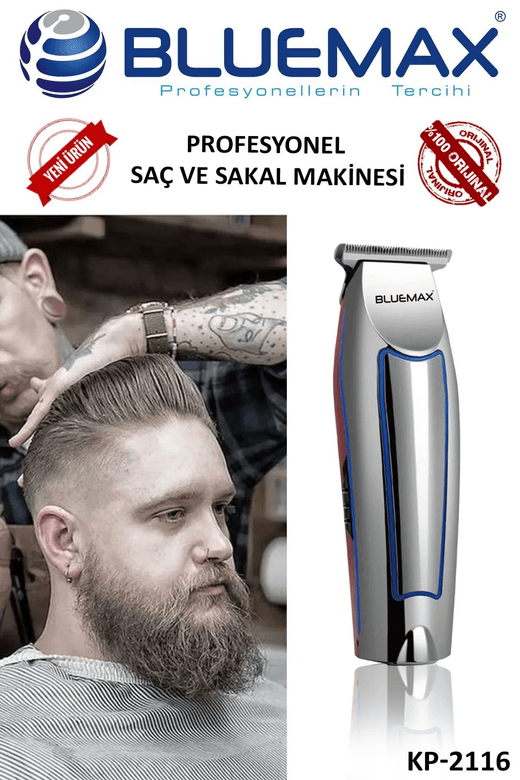 Kp-2116 Bluemax Keskin Bıçaklı Ense Saç Sakal Kullanımına Uygun Profesyonel Tıraş Makinesi