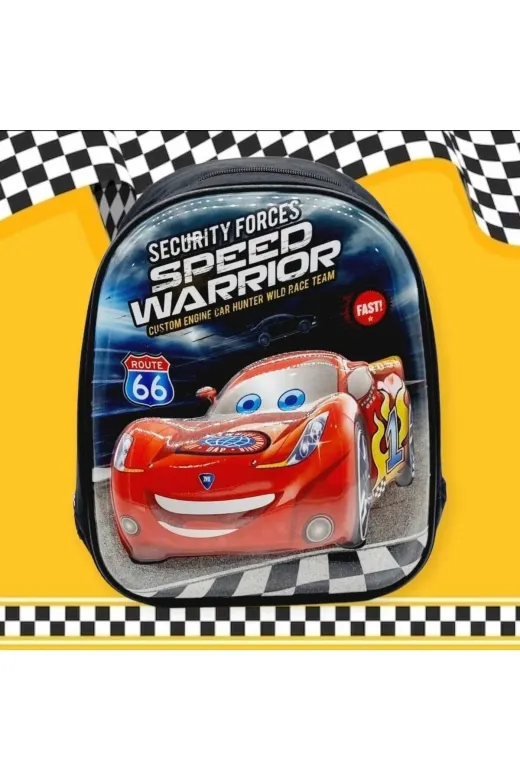 Kreş Anaokulu Sırt Çantası Şimşek Mcqueen Yarış Arabası Kabartma Baskılı 3-6 Yaş Çocuk Okul Çantası