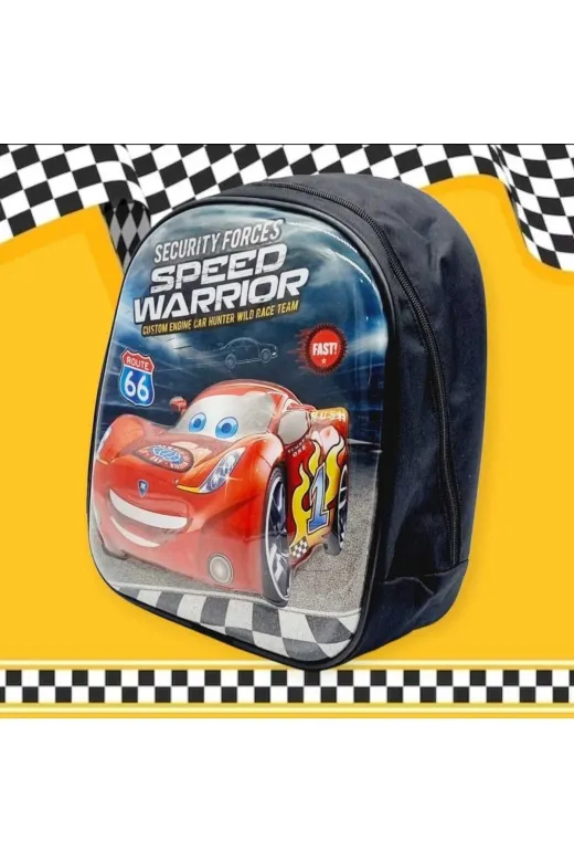 Kreş Anaokulu Sırt Çantası Şimşek Mcqueen Yarış Arabası Kabartma Baskılı 3-6 Yaş Çocuk Okul Çantası