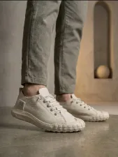 Krem Tekstil Lastik Bağcıklı Erkek Sneaker