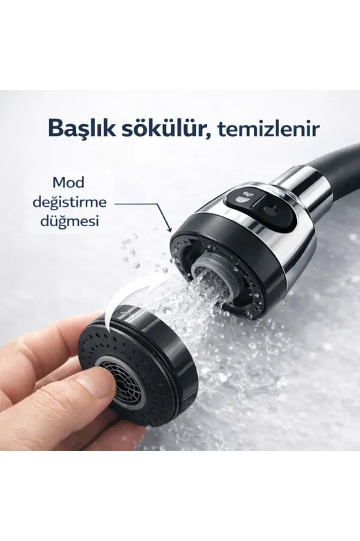 Kubar ESNK40-2MOD Esnek Mutfak Musluk Başlığı (2 Modlu) – 40 Cm – Sökülebilir & Temizlenebilir