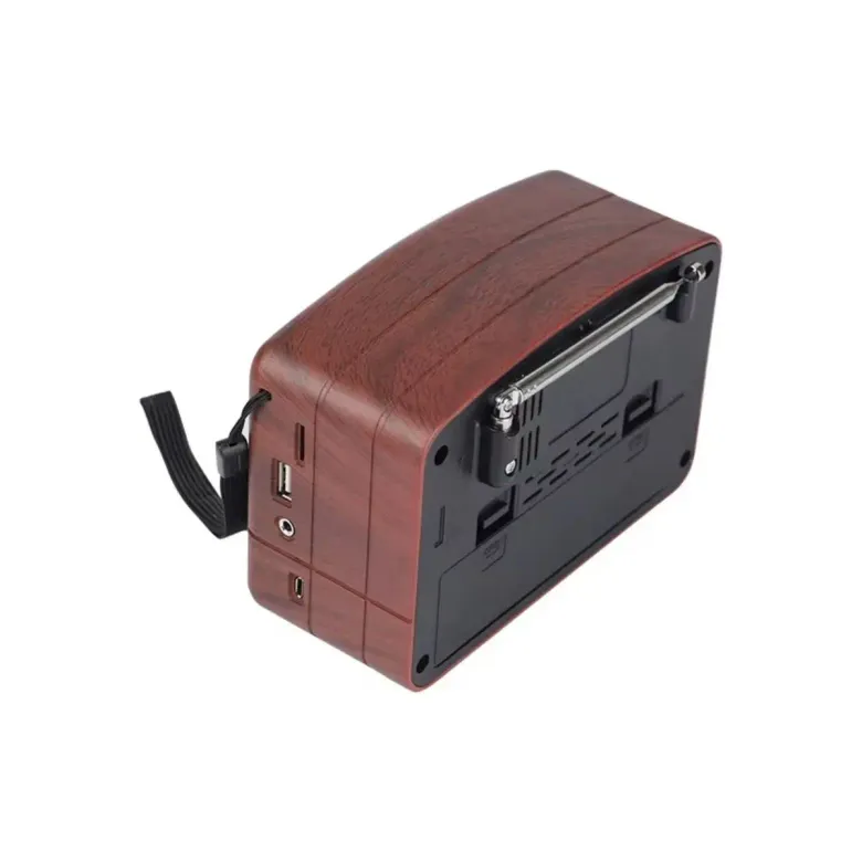 Küçük Boy Retro, Nostaljik, Ahşap Tasarım Bluetooth Hoparlörlü, Şarjlı, Taşınabilir Büyük Döndürülebilen Düğmeli FM/AM Destekli Radyo NS3380 (4745)