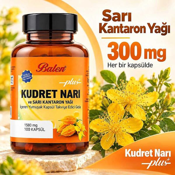 Kudret Narı Plus+ Ve Sarı Kantaron Yağı 1580 Mg 100 Kapsül