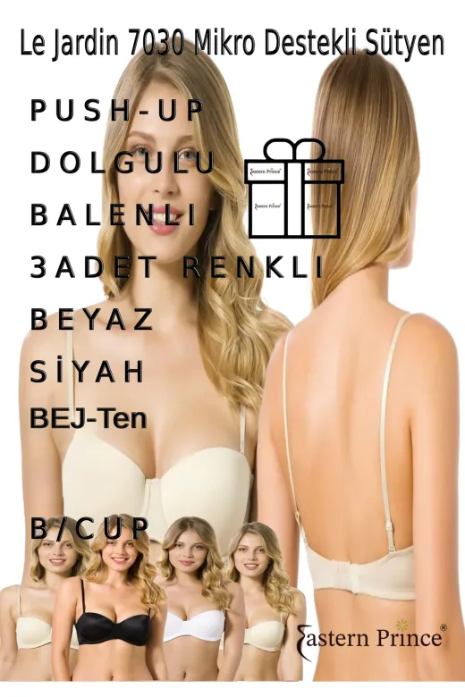 Le Jardin LEJARDIN-7030 Kadın Sütyen Push-Up Destekli Balenli Telli 7030 Elita Micro B Cup 3 Adet
