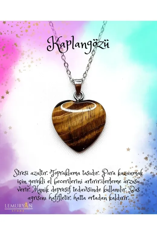 LEMURYANSTONE LEMURYANSTONEKAPLAN005 Doğaltaş Kalp Kaplangözü Kararmaz Zincirli Kolye