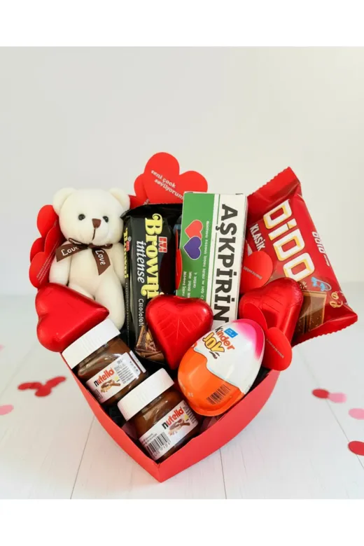lenostra Sevgiliye-Hediye-Kutusu2 Hediye Kutusu Sevgiliye - Mini Ayıcık - Kalp Çikolata - Aşkpirin - Nutella - Kinder - Aşk Sözleri