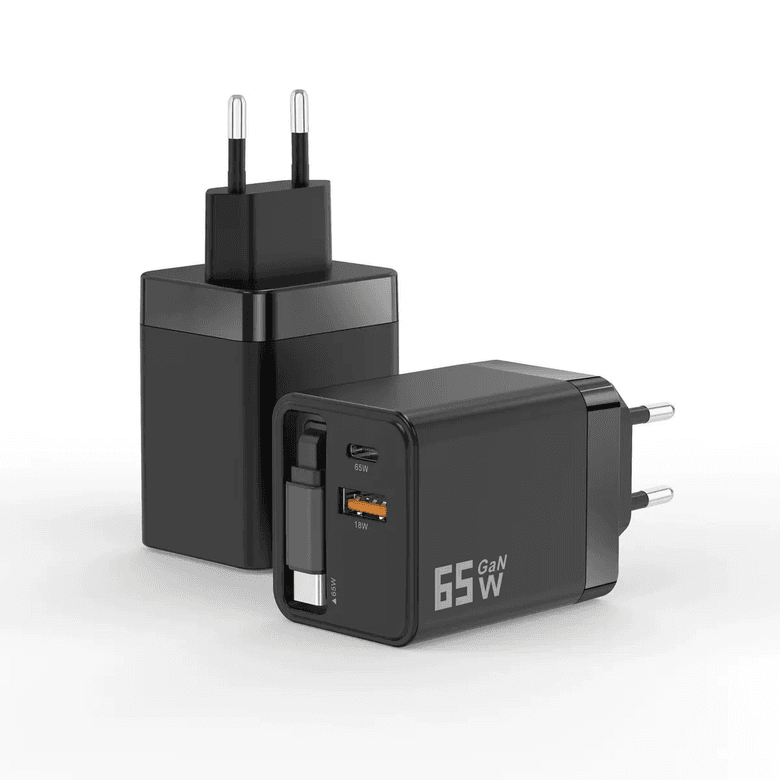 Linkage Lkc-56 Gan 65Watt 2Xusb-C + 1Xusb-A Çıkışlı, Dahili Usb-C Kablolu Hızlı Duvar Şarj Aleti