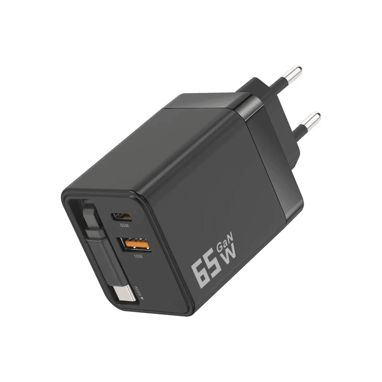 Linkage Lkc-56 Gan 65Watt 2Xusb-C + 1Xusb-A Çıkışlı, Dahili Usb-C Kablolu Hızlı Duvar Şarj Aleti