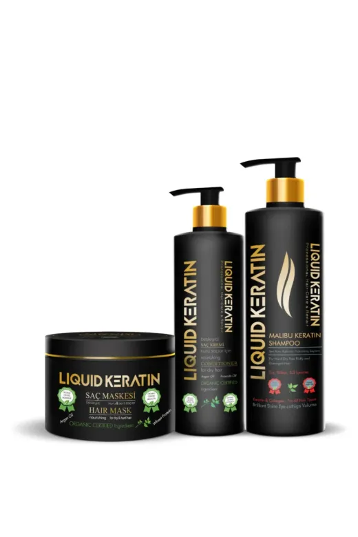 Liquid Keratin KRS10113-YHB Kuru Mat Sert Kabaran Yıpranmış Saçlar Için - Keratin Bakımı 3'lü Set