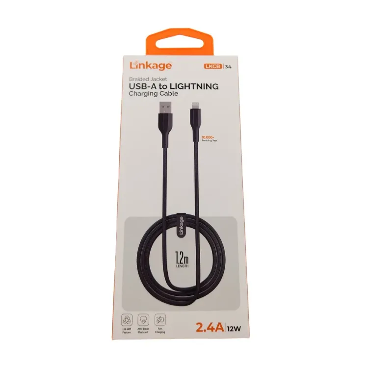 LKCB-34v Linkage Lkcb-34 Şarj Kablosu 12W 2.4A, Usb-A To Lightning 1.2 Metre Şarj Kablo