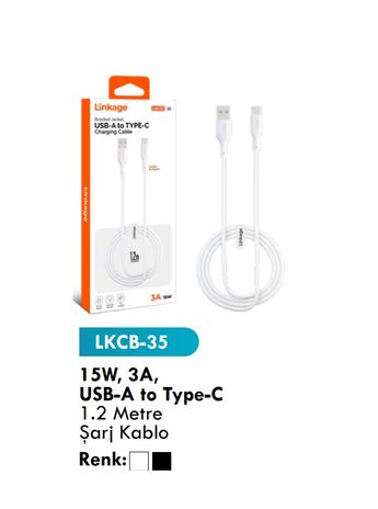 LKCB-35x Linkage Lkcb-35 15W  3A Usb-A To Type-C 1.2 Metre Şarj Kablosu